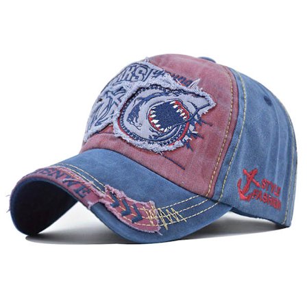 Shark Color Block Vintage tvättad bomull cap