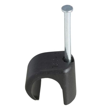 Schneider Electric TC 2021046 Spikerklips for rund kabel, 5–7 mm, 100-pakning 20 mm lengde, svart, Installasjonsmaterial