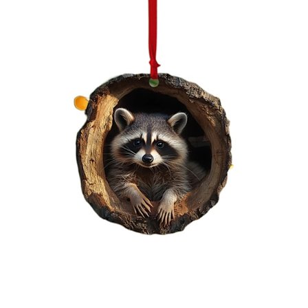 Akryl Vaskebjørn Ornament - Søt dyrehengende dekorasjon