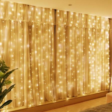 300 LED-verhovalosarja, hääjuhlat, koti, puutarha, makuuhuone, ulko- ja sisäseinäkoriste (lämmin valkoinen)