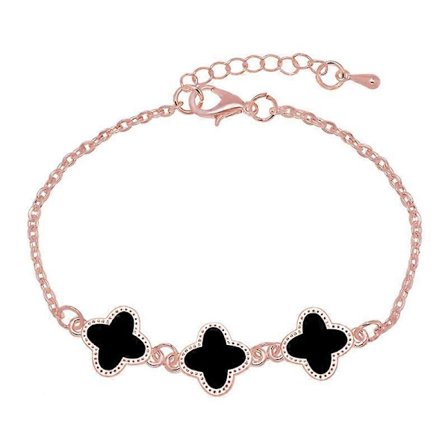 Koreanskt svart armband med fyrklöverhänge, modeaccessoar, present till kvinnor