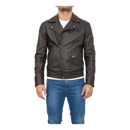 Emporio Armani Leather Jakke Brun, Herre