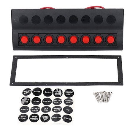 DC12V Elektrisk Kontaktpanel 8 Gang Forudmonteret Marine Kontaktpanel med Overbelastningsbeskyttelse til RC B