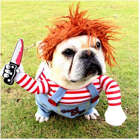 Skremmende hundekostyme Kjæledyr Halloween-klær Katt Cosplay Festkostyme Morsomt hundedrakt Små til store hunder(L)