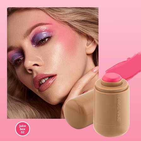 Pocket Blush Stick med sex färger - Läpp- och kindrouge, vattenlätt stick, highlighter, ger naturlig lyster, vattenlätt hud