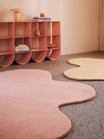 Glace 150X180 Petit Rose Uni Tapis De Laine