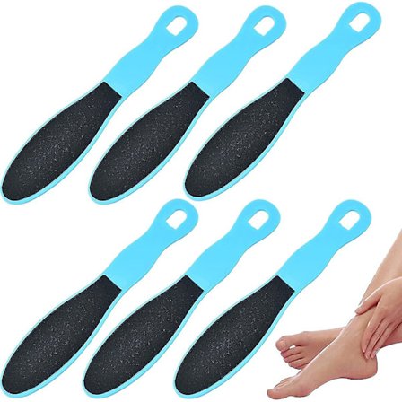 Dobbeltsidige Fodfiler til Hård Hud, Hårdhudsfjerner, Fodsæbe, Fodsliber Pedikyr Fodfil til Våde og Tørre Sprukne Fødder (blå) (6 stk)