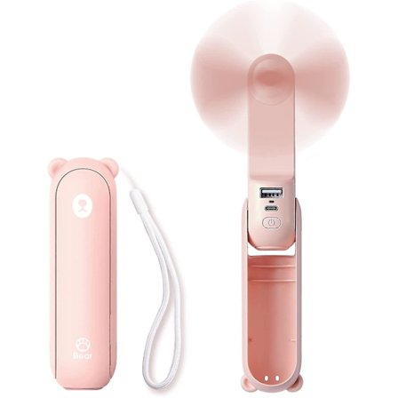 Handheld Mini Fan, 3 In 1 Hand Fan, Portable Usb Rechargeable Small Pocket Fan, Battery Operated Fan [14-21 Working Hours] With Power Bank, Flashlight