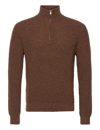 Etiopia Knitwear Half Zip Pullover Brun Mango
