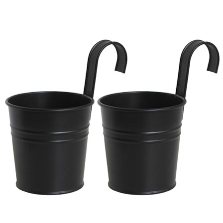 2 stk. Blomsterpotte Trommel Jernplate Med Krok Opp Vegg Hengende Dekorasjon Slitt Hageverktøy