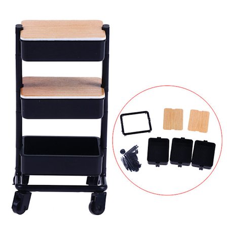 1:12 Dockhusvagn Matvagn med hjulförvaring Hylla Möbel White