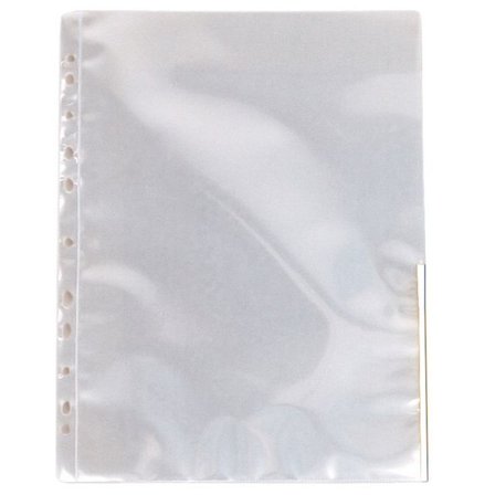 ESSELTE Plastficka signal, A4, stansad, 105 mikrometer, polypropylen, jämn, 11 hål, genomskinlig med vita remsor 100/fp - Lyreco - Kontorsmaterial - 