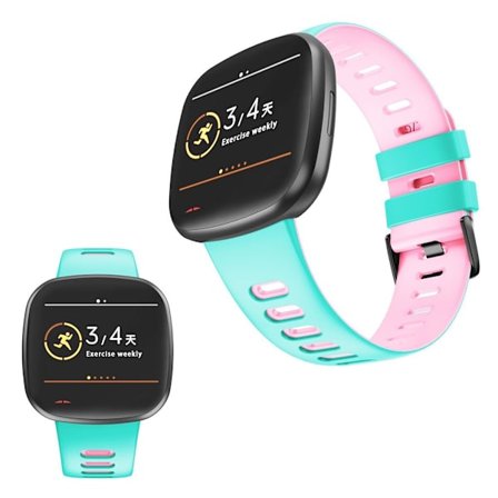 Fitbit Versa 3 bi-color silicone watch band - Cyan / Pink