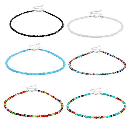 6 delar Bohemian Necklace Seed Bead Halsband Glaspärlor Choker Smycken för kvinnor