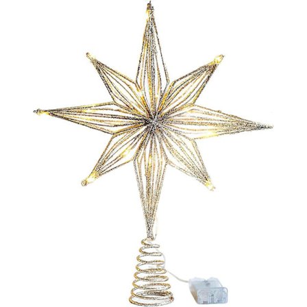 LE FUTUR 9,8 tuuman valaistu joulukuusen huipputähti Betlehemin tähti - Paristokäyttöinen joulukuusen koriste, kodin juhlakoristeluun - Täydellinen Ch