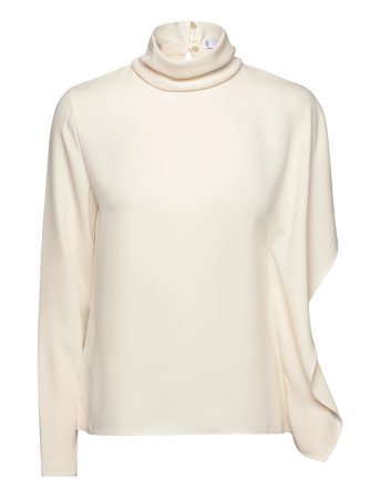 High-Neck Blouse With Asymmetrical Sleeves Cream Mango