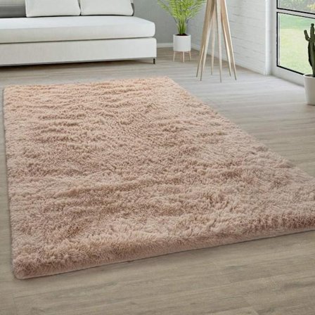 Mjuk och fluffig matta 160 x 230 cm Fluffig halkfri tjock modern vardagsrumsmatta Shaggy vardagsrumsmatta för vardagsrum hall, mörkbeige