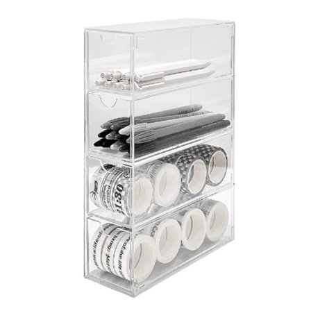 Oppbevaringsboks for briller med gjennomsiktige skuffer for oppbevaring av briller, kosmetikk, halskjeder