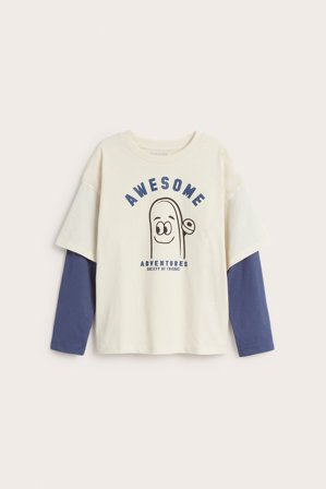 Kappahl | T-shirt z długimi rękawami i nadrukiem | Jasnobeżowy