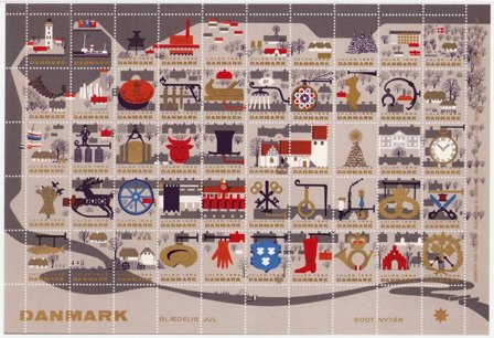 Danmark - julmärkeark 1962 - Utakket på den højre side - Ufoldet