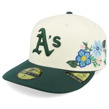 New Era - MLB Wit fitted Cap - Oakland Athletics Tonal Florals Off White/Dark Green/Green UV Fitted @ Hatstore