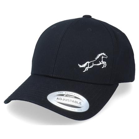 Iconic - Horse Jumping Curved Black Adjustable Adjustable Black Cap - @ Hatstore