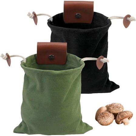 2 kpl Sieni-Poimijan Vyötärölaukku, Kangas Viidakko Selviytymislaukku, Ruoka-vahakangaslaukku Vetoketjulla Vaellukseen, Retkeilyyn