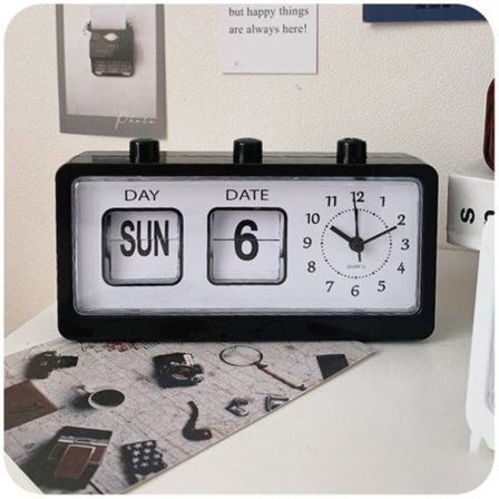 Vintage Vändbar Klocka Mekanisk Väckarklocka Skrivbords Digital Klocka w