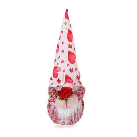 LED Valentinsdag Nisse Plys Rose Blomst Skandinavisk Tomte Elf Dekorationer