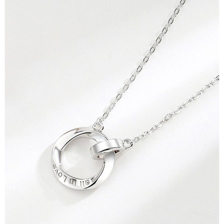 ( A White Gold Necklace)s925 Sterling Silver Mobius Ring Par Halsband Herr- och Dammode Enkel Kreativ nyckelbenskedja (mäns [platina Gol)