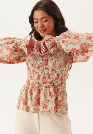 Happy Holly-Structure Smock Peplum Top-36/38