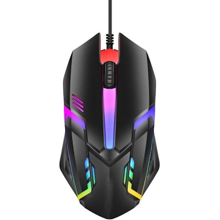 RGB Gaming Mus | (Svart) Oppladbar Ledning | Ergonomisk Design Ledningsbasert Gaming Mus - Kompatibel med Bærbare, Stasjonære PCer og Mac