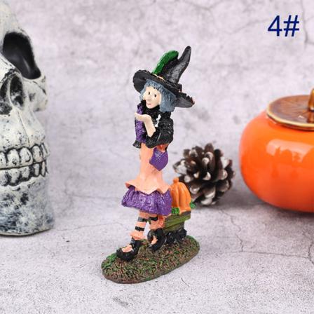 Halloween Dekor Häxa Staty Harts Pumpa Häxa Docka Figur