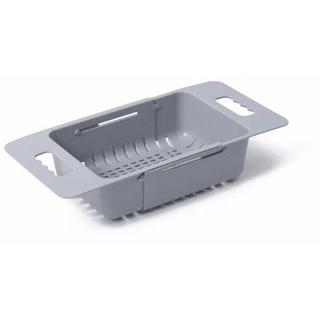 Uttrekkbar dørslagkurv, sammenleggbar kjøkkensil, justerbar frukt- og grønnsakssil over vask for kjøkken, 1 stk (Grå)