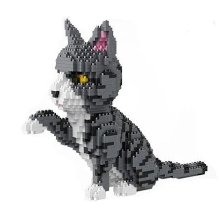 Knew Built Fire stilarter af udtryksfulde mikropartikel mini katte byggeklodser, orange og ko modeller, foretrukket af kæledyrsentusiaster