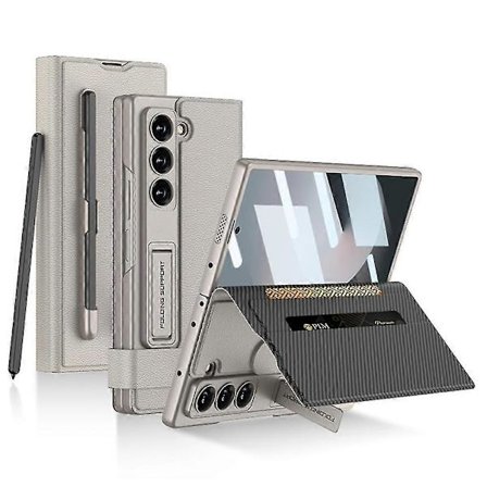 Plånboksfodral för Samsung Galaxy Z Fold 6, Inbyggt skärmskydd Korthållare Plånbok Läder Flipfodral med Ställ - S Pen-plats -Yx