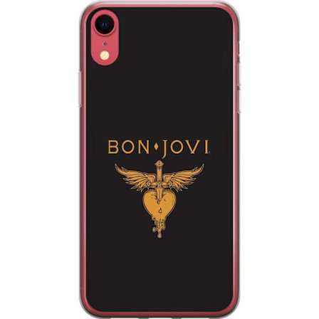 Kompatibelt Mobilskal till Apple Apple iPhone XR Ikonisk musikillustration med bevingat hjärta och dolk i guldtoner på mörk bakgrund, kraftfull och