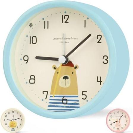 Lasten herätyskello Analoginen Poika Tyttö Äänetön paristokäyttöiset pöytäkellot Ei tikittävät sängyn vieressä iso toimintovalo sänkyyn