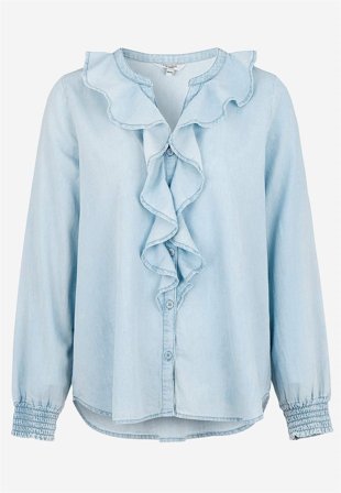 Cellbes of Sweden - Volangbluse i denim i lys blå / denim for damer i størrelse 38/40