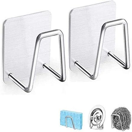 2 stk. 304 Selvklæbende Holder til Viskestykker, Køkken Badeværelse Opvaskorganisator, Opbevaringsorganisator, Lille Viskestykkeholder, Vandtæt 