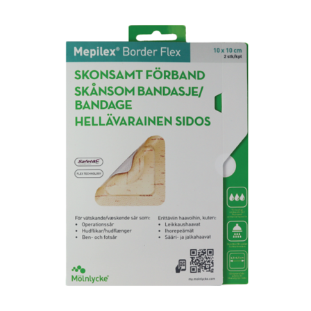 Mepilex Border Flex Skumbandasje, 10 x 10 cm, 2 stk.