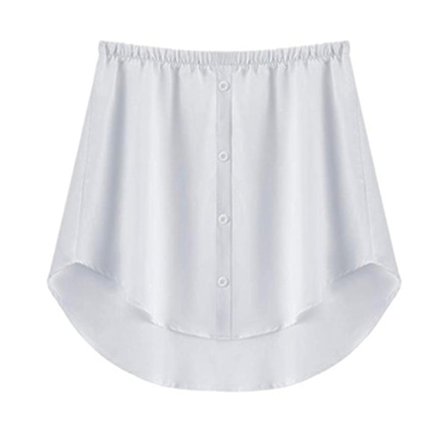 Skjorteforlænger Justerbar Lag Falsk Toppe Feje Hems med Elastisk Talje Hvid