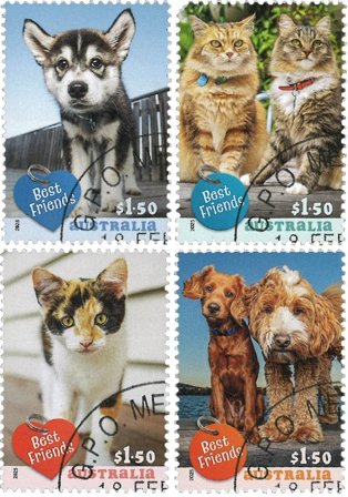 Australien - Hunde & katte - Stemplet sæt 4v