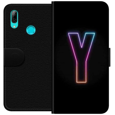 Yhteensopiva Lompakkokotelo Huawei Huawei P smart 2019 Minimalistinen neonkirjain Y värinvaihtuvassa valossa mustaa taustaa vasten