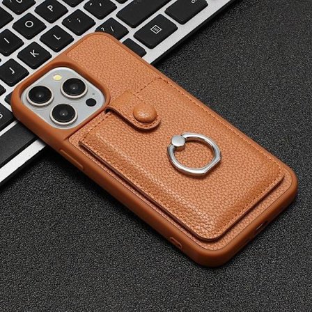 (iPhone 15 Pro MAX) Litsi-kuvioinen vetokortti-puhelinkotelo