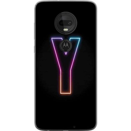 Kompatibel Mobilcover til Motorola Motorola Moto G7 Minimalistisk neonbogstav Y i farveskiftende lys mod sort baggrund