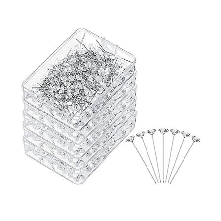 1000 stk Corsage Boutonniere Pins 1,5 tommer Bukett Pins Blomster Pins Diamant Strass Pins Krystallhode Rett Pins