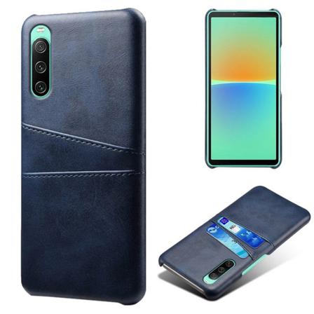 Skalo Sony Xperia 10 Iv Pu-läder Korthållare Skal - Blå Blå