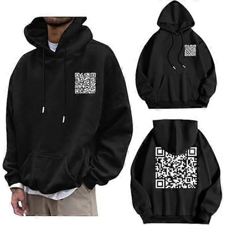 F**k You QR Kode Hoodie, QR Scan Kode Joke Sjov Hoodie Unisex, Vinter Tyk Sweatshirt Trøjer Topper
