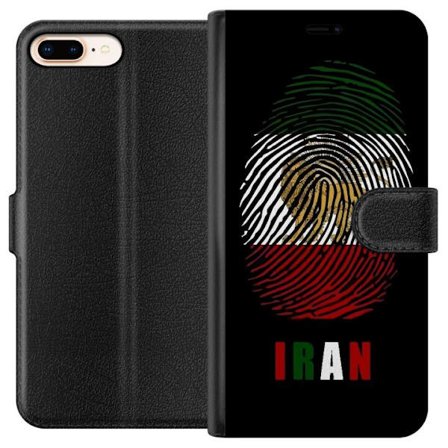 Kompatibel Tegnebogsetui til Apple iPhone 7 Plus Fingeraftryksformat som Irans flag med løvemotiv på sort dramatisk baggrund